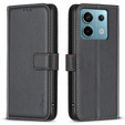 Husa cu clapetă pentru Xiaomi Redmi Note 13 Pro 4G, BINFEN Wallet, negru