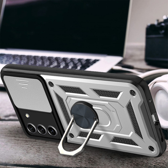 Husă blindată pentru Samsung Galaxy S23 Plus, CamShield Slide, de argint