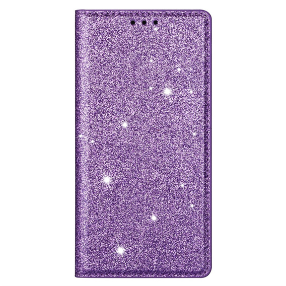 Carcasa flip pentru iPhone 16E, Card Slot Glittery, violet