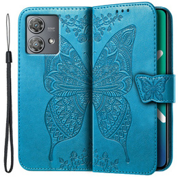 Cu clapetă pentru Motorola Edge 40 Neo, Butterfly, albastru