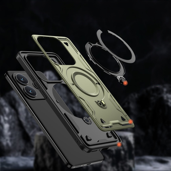 Carcasă pentru Xiaomi Redmi Note 14 5G, Military MagSafe, verde + 9H Glass