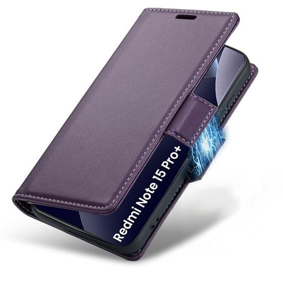 Husă flip lucioasă ERBORD Litchi pentru Xiaomi Redmi Note 15 Pro Plus 5G / Poco M8 Pro 5G