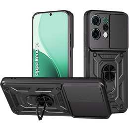 Carcasă blindată pentru Oppo Reno 14, cu protecție pentru cameră, cu suport, negru