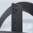 Carcasa BENKS Kevlar pentru Samsung Galaxy S25 Ultra, pentru MagSafe, Carbon Fiber, negru
