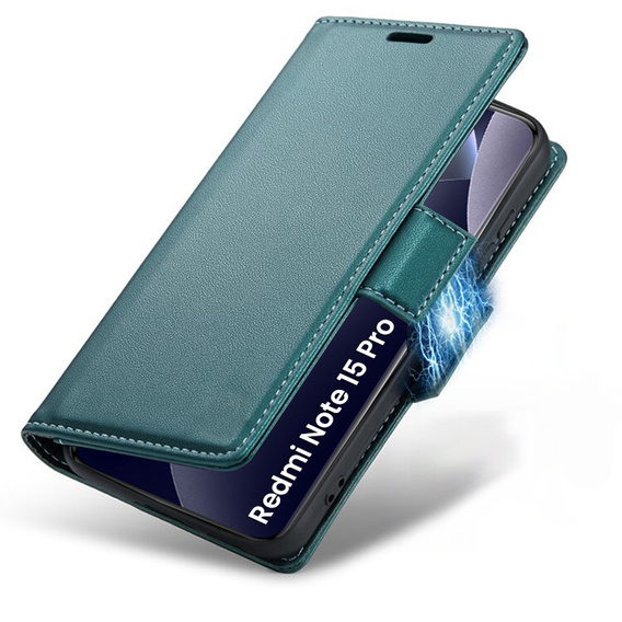 Husă flip lucioasă ERBORD Litchi pentru Xiaomi Redmi Note 15 Pro 5G