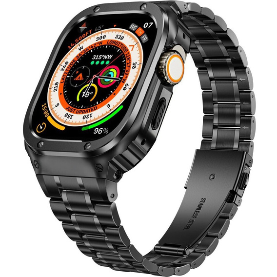 Brățară din oțel cu carcasă pentru Apple Watch 7/8/9 45MM, negru