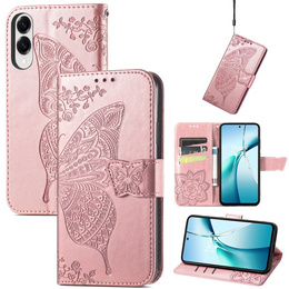 Cu clapetă pentru Samsung Galaxy S25 Edge, Butterfly, roz rose gold