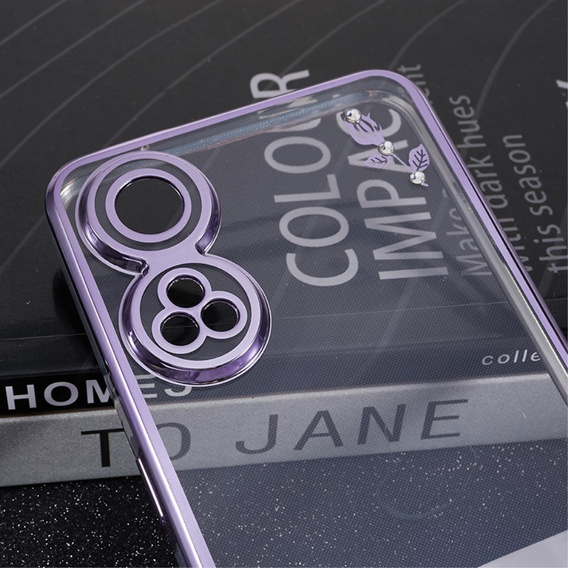 Husă pentru Oppo Reno8 T 4G, Glitter Flower, violet