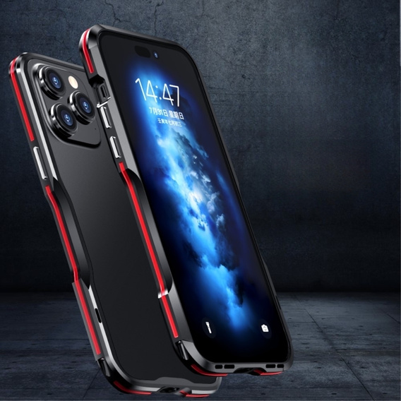 Husa LUPHIE pentru iPhone 15 Pro Max, Armor Bumper, negru / roșu