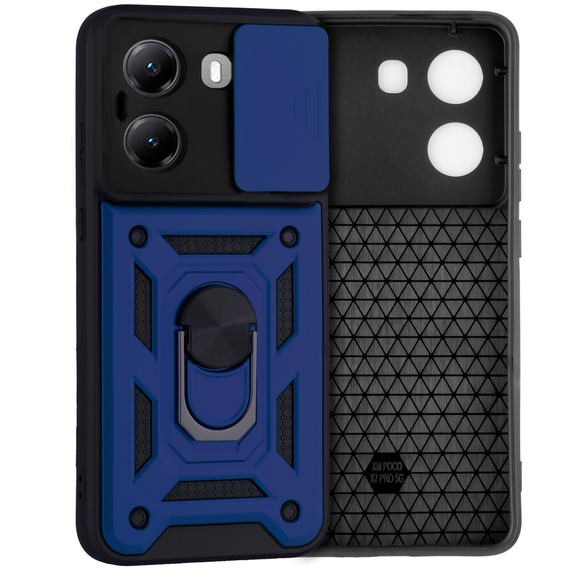 Husă blindată pentru Xiaomi Poco X7 Pro 5G, CamShield Slide, albastru
