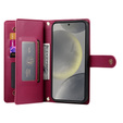 Cu clapetă pentru Samsung Galaxy S25, Wallet Zipper Pocket, roșu
