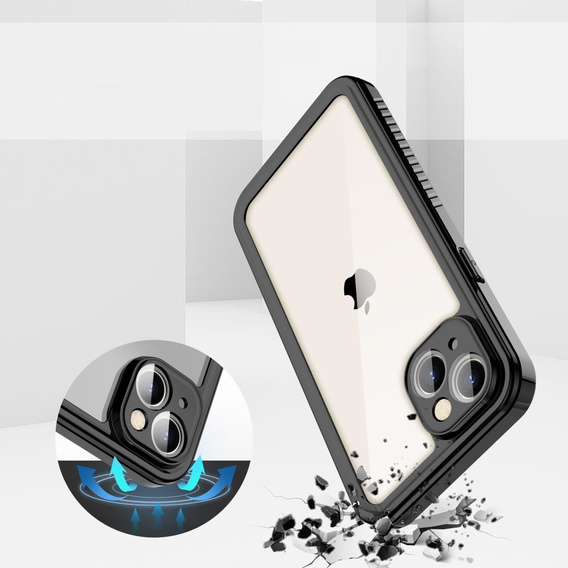 Husă impermeabilă IP68 pentru iPhone 15 Plus, Redpepper, negru