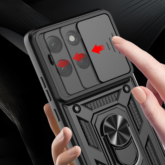 Husă blindată pentru Motorola Moto G86 5G, CamShield Slide, negru