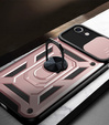 Carcasă blindată pentru iPhone 16E, CamShield Slide, roz + sticlă călită 9H