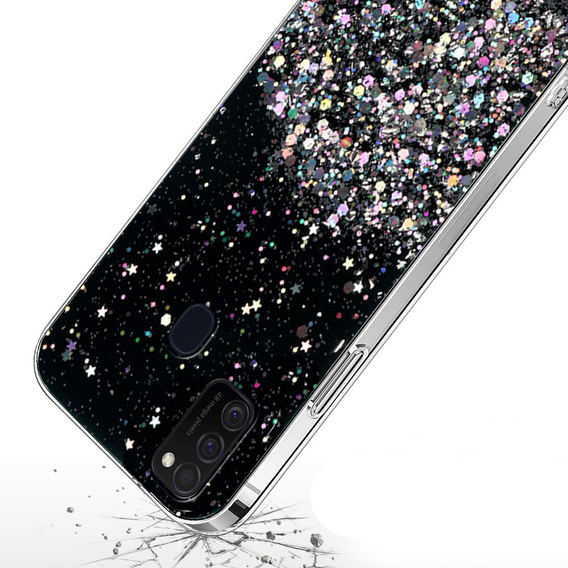 Huse pentru Samsung Galaxy M21, Glittery, negru