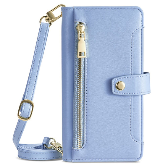 Cu clapetă pentru Samsung Galaxy M15 5G, Wallet Zipper Pocket, albastru
