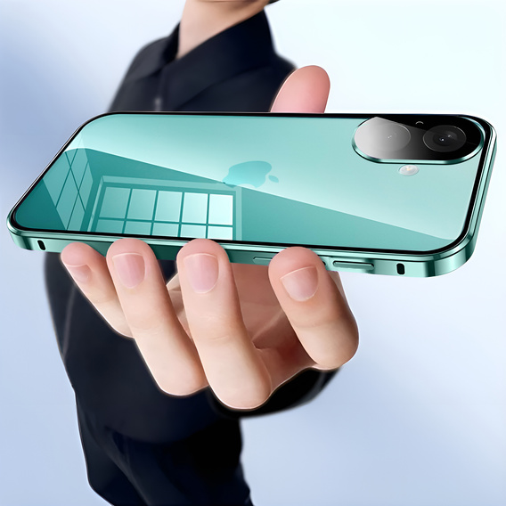 Husa pentru iPhone 16, Magnetic Dual Glass, verde