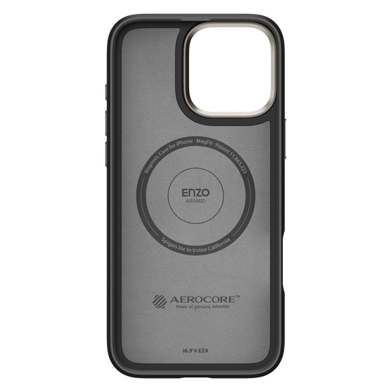 Carcasa Spigen pentru iPhone 16 Pro Max, Enzo Aramid MagSafe, carbon negru + 9H Tempered Glass