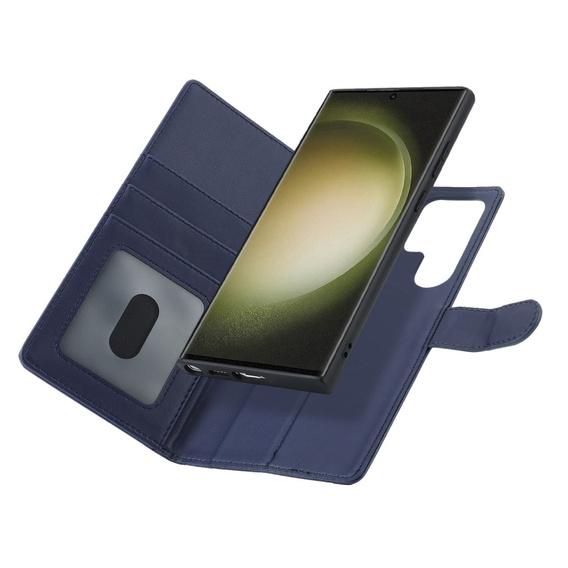Husă cu clapetă pentru Samsung Galaxy S23 Ultra, portofel, pentru MagSafe, albastru închis