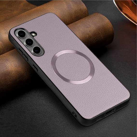 Huse pentru Samsung Galaxy S24 FE, Leather Hybrid MagSafe, violet