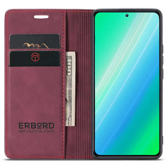 Husă pentru Samsung Galaxy A54, ERBORD Vintage, portofel cu clapetă, roșu