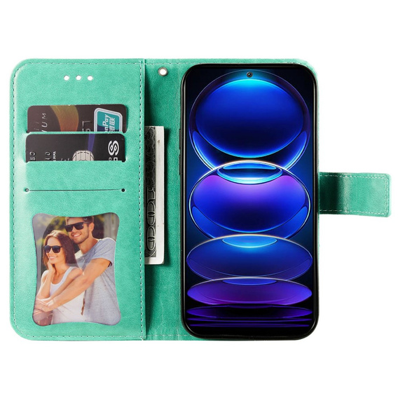 Cu clapetă pentru Xiaomi Redmi Note 12 5G / POCO X5 5G, Mandala Flower, verde