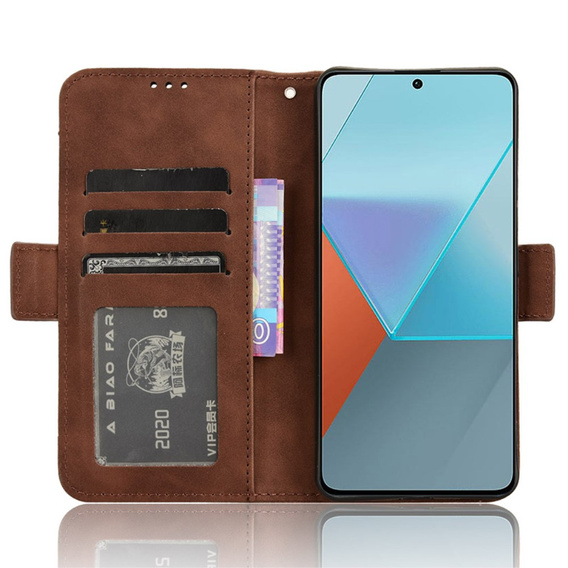 Cu clapetă pentru Xiaomi Redmi Note 13 Pro 5G, Card Slot, maro