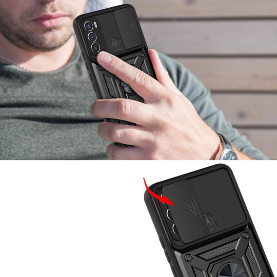 Husă blindată pentru Motorola Moto G60, CamShield Slide, negru