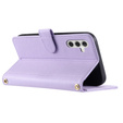 Husă cu clapetă pentru Samsung Galaxy S25, Rhombus Crossbody Leather, violet