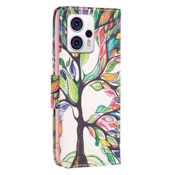 Cu clapetă pentru Motorola Moto G53 5G / G23 / G13, Wallet, tree of life, alb