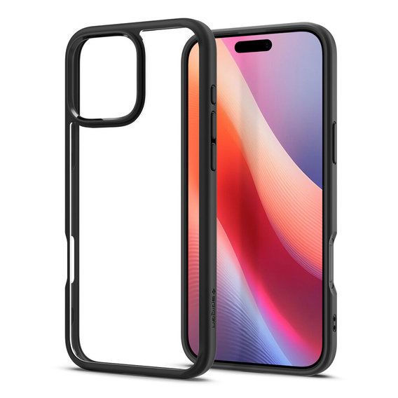 Carcasa Spigen pentru iPhone 16 Pro Max, Ultra Hybrid, transparent / negru + sticlă temperată 9H