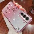 Husă pentru Samsung Galaxy S22, Glitter Flower, roz rose gold