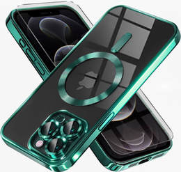 Husă pentru iPhone 12 Pro, Electro MagSafe, verde + Sticlă pentru ecran