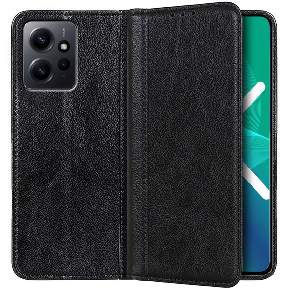 Huse pentru Xiaomi Redmi Note 12 4G, Wallet Litchi Leather, negru