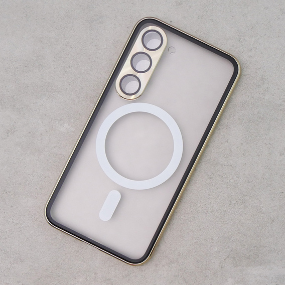Carcasa Magnetic Dual Glass MagSafe pentru Samsung Galaxy S23, de aur