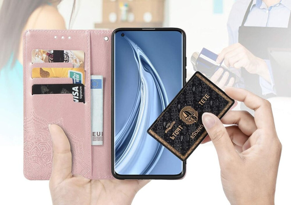 Cu clapetă pentru Motorola Edge 50 Fusion 5G, Mandala, roz