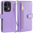 Cu clapetă pentru Oppo Reno 13 Pro, Wallet Zipper Pocket, violet