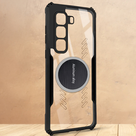 Carcasă pentru Infinix Hot 50 Pro 4G, cu placă magnetică, transparent / negru