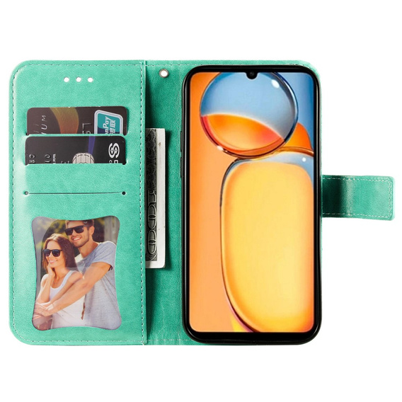 Cu clapetă pentru Xiaomi Redmi 13C / Poco C65, Mandala Flower, verde
