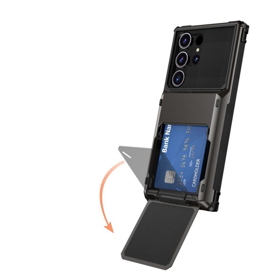 Husa pentru Samsung Galaxy S25 Ultra, Card Holder Kickstand, negru