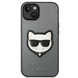 Karl Lagerfeld Huse pentru iPhone 14, Saffiano Choupette Head Patch, de argint