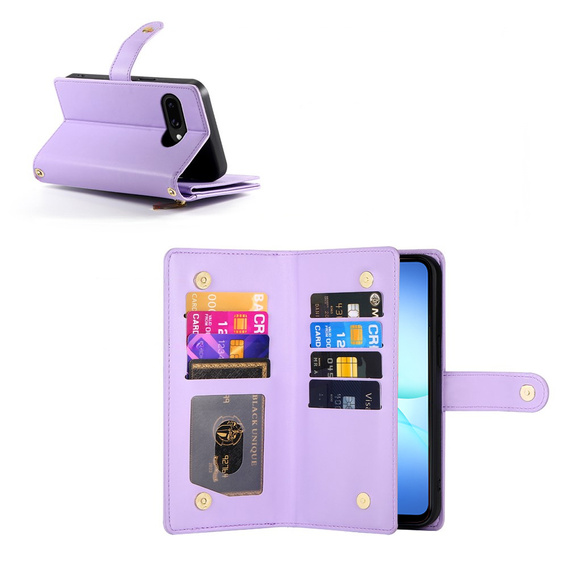 Wallet Zipper Pocket flip caz pentru Samsung Galaxy A17 5G, Wallet Zipper Pocket, violet