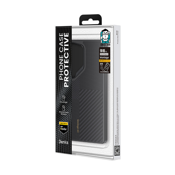 Carcasa BENKS Kevlar pentru Samsung Galaxy S25 Ultra, pentru MagSafe, Carbon Fiber, negru