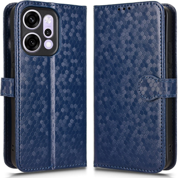 Husă cu clapetă pentru Oppo Reno 14, Wallet Rhombus, albastru