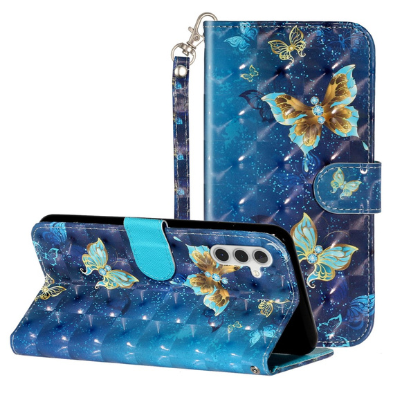 Cu clapetă pentru Samsung Galaxy A35 5G, Wallet, Butterflies albastru