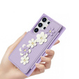 Husa pentru Samsung Galaxy S24 Ultra, Leather Flower Card Slot, violet