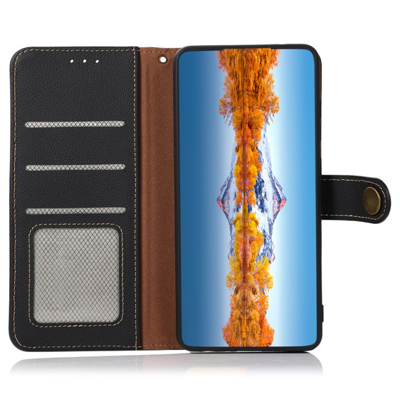 KHAZNEH RFID caz pentru Samsung Galaxy A35 5G, Litchi Texture, negru