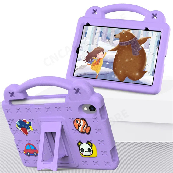 Husă pentru copii pentru iPad mini 8.3" 2021 (6 gen.) / iPad mini 8.3" 2024 (7 gen.), Cute Patterns, cu suport, violet