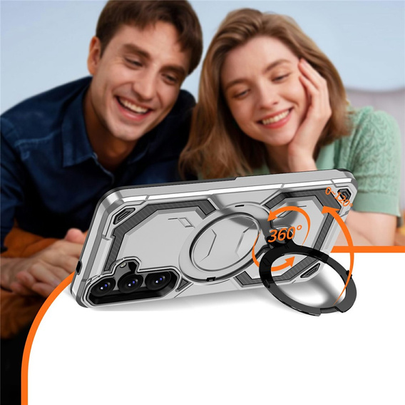 Husă magnetică cu suport pentru Samsung Galaxy A57 5G, argintiu