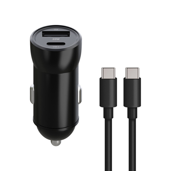 Încărcător auto Maxlife PD/QC 20W cu cablu USB-C – USB-C 60W pentru smartphone-uri, tablete, dispozitive de navigație și alte dispozitive cu USB/USB-C
